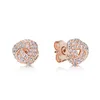 18K Rose Gold Sprankelende Knoop Oorknopjes 925 Sterling Zilver voor Pandora Fashion Wedding Party Sieraden Voor Vrouwen CZ Diamond designer Earring met Originele Box Set