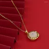 Chains Internet-Famous And Vintage Chinese Style Imitation Hetian Jade Simple Dignified Pendant Gold Plated Classical National Fashion