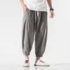 Men's Pants Chinese Style Cotton Linen Cropped Trousers Summer Casual Harem Pants 2021 Japanese Streetwear Harajuku Joggers Men Clothing Z0225