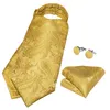 Halsband dibangu Jacquard Cravat 3pc set gul paisley vävd ascot slips manschettknappar fick fyrkantiga mäns mode casual halsdukar tillbehör j230225
