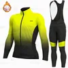 Bisiklet Jersey Setleri Kış Bisiklet Ceket Bisiklet Jersey Set Erkekler Termal Polar Uzun Kollu Giysiler MTB Spor Giyim Bisiklet Sürüşü Üniforma 230224