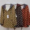 Blusias femininas idosas de meia-idade feminino de algodão camisa de manga comprida Spring Autumn Casual Capuz Cardigan Tubo reto de peito único