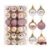 car dvr Christmas Decorations 36Pcs Rose Gold Plastic Balls Ornament 4Cm Hang Pendant Ball Indoor Year Xmas Tree Decor Home Decoration 22091 Dhkre