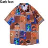 Casual shirts voor heren donkere cactus knopen heren shirt korte mouw zomer dunne materiaal vakantie strand hawaiian shirts z0224