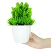 Fleurs décoratives 1pc plantes artificielles bonsaï vert petit arbre simulation pot fausse fleur ornements en pot pour la décoration de fête de jardin à la maison