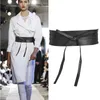 Bälten Luxury Girdle Women Pu Leather for Brand Designer Midjeband Bow Knot Double Loop Bandage Ladies Corset