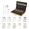 Set di stoviglie 24PCS Set di posate Coltello in acciaio Forchetta Cucchiaio Posate Set di stoviglie Confezione regalo in oro Stoviglie portatili Lavastoviglie Utensili da cucina 230224