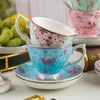 Cups Saucers Bone China Coffee Cup Spoon Saucer Set European Retro Pattern Mug 170Ml Afternoon Tea Utensils Kitchen Accessories