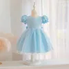 Robes fille 0-4Y été princesse enfants filles robe dentelle manches bouffantes dos fermeture éclair grand nœud papillon Tutu 4 couleurs fille