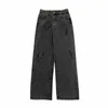 Mäns jeans American Vibe Wind Lightning Mönster Läder Jeans Herrtrend Hiphop Retro Slacks Fashion Street Men ins Selling Y2K Men Jeans Z0225