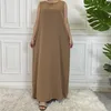 Ethnic Clothing Sleeveless Lining Dress Long Muslim Woman Abaya Moroccan Caftan Evening Modest Robe Arabic Kaftan Many Color Islamic Product 230224