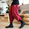 Men's Pants Chinese Style Fashion Embroidered DoubleLayer Pants Linen Loose Large Size NinePoint Pants Men 5XL Harajuku Harem Pants Z0225