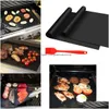 car dvr Other Bakeware Nonstick Bbq Grill Mat 40X33Cm Baking Cooking Grilling Sheet Heat Resistance Easily Cleaned Kitchen Tools Drop Delive Dhqpo