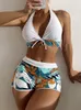 Kvinnors badkläder Hög midja Sexig baddräkt Kvinnor Sommarbaddräkt Bikini Set Plus Size Swimewear Women Beach Swimming Suit 230225