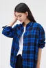 Kvinnors blusar skjortor Spring Autumn Tops Women Plaid skjortor Löst överdimensionerade blusar Casual flanell kvinnlig topp långärmad män skjortor blusas 230225