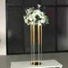 Dekoration Guldkristall f￶r br￶llopsbordets mittstycken Flower Stands Cylinder Flower Ball st￥r f￶r Big Wedding Decoration Imake615