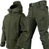 Men's Tracksuits Tactical Military Shark Skin Soft Shell Jacket Set Men Autumn Winter Warm Waterproof Fleece Camo Coats Uniform Army Charge Suit Z0224