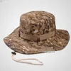Sombreros de ala ancha Sombreros de cubo de camuflaje militar de moda Sombrero de pescador de camuflaje de selva con ala ancha Sombrero de cubo de pesca para el sol Gorras de camping Gorras de algodón G230224
