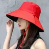Geniş Memlu Şapkalar Kadınların kovası şapkası Yaz Güneş Şapkası Moda Büyük Brim Pamuk Plajı Balıkçılık Av Kapağı Anti-UV Geniş Brim Panama Balıkçı Şapka Visor G230224