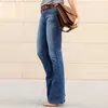 Jeans da donna Boyfriend Jeans Ragazze Elastico in vita Slim Fit Eleganti pantaloni in denim femminile Bell Bottom Y2k Vintage Streetwear Pantaloni svasati Donna 230225