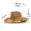 Chapeaux à bord large paille Western Cowboy Chapeau pour femmes hommes classiques vintage creux outxuex Unisexe Brim Sun Chat chapeau de pêche CAP G230224