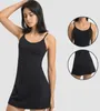 Women's Tracksuitslululemem Yoga Thin Strap Dress Tennis Tank Top Dresses with Chest Pads High Elastic Slim Fit Sweat-Wicking Breathable Sports Skirts for Outdoor