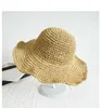 Cappelli a tesa larga Cappellino estivo per donna Cappelli da sole in paglia Lady Girls Tinta unita Panma Beach Cappellino per protezione solare Floppy Travel pieghevole Chapeu G230227