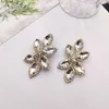 Dangle Earrings European And American Big Brand Exaggerated Net Red Rhinestone Leaf Nightclub Trendy Women