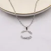 Collier de luxe plaqué or 18 carats de marque de créateur avec pendentif double lettre, chaîne en cristal strass, pull pour femmes, accessoires de bijoux de mariage