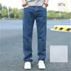 Mäns jeans 2022 Spring Summer Men's Thin Straightleg Loose Jeans Classic Style Advanced Stretch Baggy Pants Man Wide Leg Jeans Pants Z0225