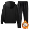 Men's Tracksuits Men Tracksuit Winter 2 Piece Set Fur Lined Thicken Warm Tracksuit Men Jogging Suit Fleece Lined Men Sports Wear Running Clothes Z0224