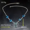 Pendentif Colliers Hermosa Bijoux Design Attrayant Brillant BlueTopaz Couleur Argent Femmes Dames Cadeaux Collier Chaîne 44 cm 20233476