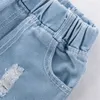 Jeans croal cherie mode barn rippade barn pojkar flickor denim byxor för tonåringar småbarn kläder 230224