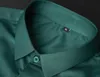 Mäns casual skjortor gröna herrklänning skjortor märke superfine långärmad skjorta män smal passform elastisk andningsbar icke-järn kvalitet skjorta man 230225