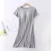 Indumenti da notte da donna Camicia da notte a maniche corte Modal Abito da casa Indumenti da notte Tinta unita Vestiti con filetto Pettorale Sleep Loose HomewearWomen's