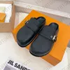 Platform Slippers Women Pool Pillow Comfort Slipper Man Sandal Nylon Strap Mule Leather Sunset Flat Rubber Outsole Slide Sandal Casual Shoe 35-45 With Box NO436