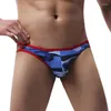 Underpants Sexy Mens Underwear Camouflage Mesh Hollow Briefs Soft Breathable Panties Male Low Waist Colorful Gay Sleep Wear