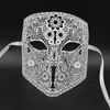 Party Masks Gold Silver Color Full Face Bauta Phantom Cosplay Masquerade Black Metal Skull Shield Mardi Gras Joker 230225