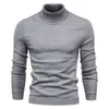 T-shirty męskie zimowe golf grube męskie swetry swobodny żółw szyi solidny kolor jakość ciepła szczupły golf swetry pullover men 230225