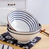 Miski 7 -calowe japońska miska ramen gospodarstwa domowego Duże makaron ceramiczny bambusowy kapelusz zupa stołowa