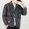 メンズジャケットブラックブルーデニムショートジャケットメンジーンズジャケットコートカジュアルウィンドブレーカーポケットオーバーソウボンバーストリートウェアマン衣料品230225