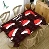 Table Cloth Red Year Santa Tablecloth Linen Stain Resistant Rectangle Coffee Kitchen Decoration