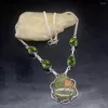 Hänge halsband Hermosa smycken naturlig grön unakit peridot glänsande silverfärg kvinnliga damer gåvor halsband kedja 44 cm 20233387