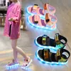 샌들 걸스 샌들 LED 컬러 빛나는 2021 New Squins Children Children Sandals Softsoled Fashion Summer Shoe Baby Lightup Shoe Z0225