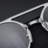 Lunettes de soleil rétro rondes Steampunk en alliage d'aluminium pour hommes, lunettes de conduite classiques polarisées UV400 sans boîte