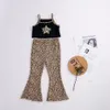 Комплекты одежды 2pcs Summer Girls Top Top Leopard Print Floud Prants Fashion Kids Kids Complete Suits 230225
