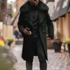 Men' Blends Fashion Men Coats Autumn Winter British Large Size Streetwear Overcoat Fur Collar Male Woolen Outwear Cardigan 230225