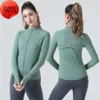 Women's Tracksuits active sets align lu008 womens yoga long sleeves jacket solid color nude sports shaping waist tight fitness loose jogging lulus Fashion and9