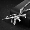 Chaînes GUN Forme Pendentif Hip Hop Bijoux Or Couleur Armée Style Mâle 60 cm Chaîne Hommes Colliers Gothique