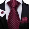 Neck slipsar 100 siden dot slips för män 8 cm bredd slips ficka fyrkantig manschettknappar set affär bröllop tillbehör mens gravatas present dibangu j230227